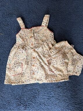 Cream Floral Baby Camisole Dress with Matching Bloomer